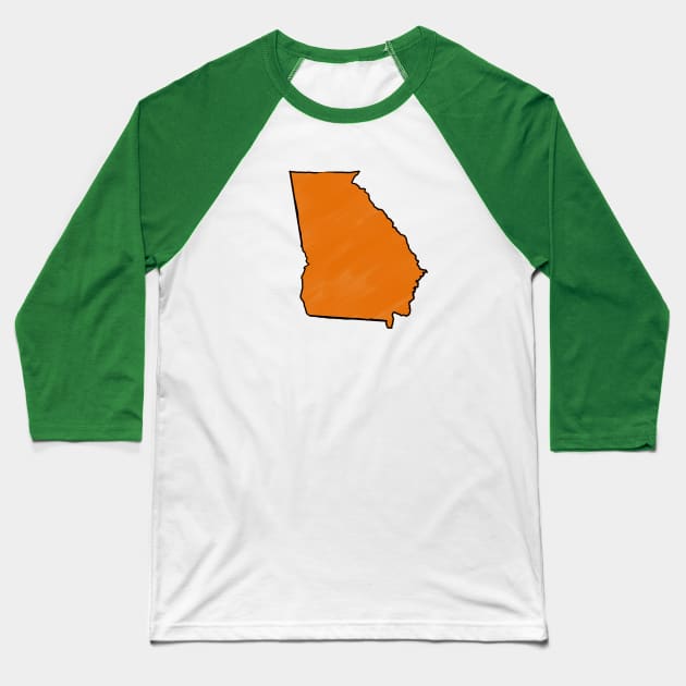 Georgia - Orange Outline Baseball T-Shirt by loudestkitten
